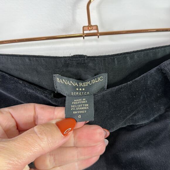 BANANA REPUBLIC Black Velvet Stretch Wide Leg Mid Rise Dress Pants Size 4 - Picture 7 of 11
